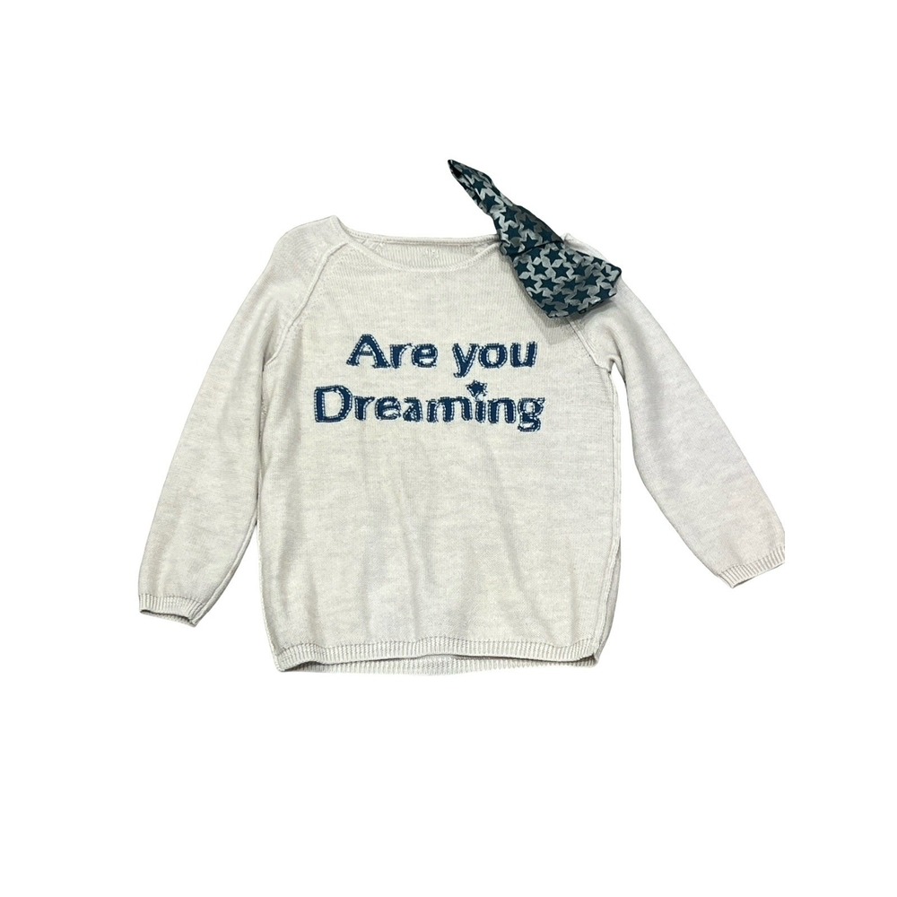 Sonia Rykiel Girl's   6 Sweater Wool Pullover Jumper Bow Gray Are You Dreaming - Picture 2 of 15